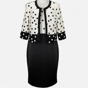 Danny & Nicole Polka Dot 2-Piece Dress Set 14 | Vintage 80s/90s Style